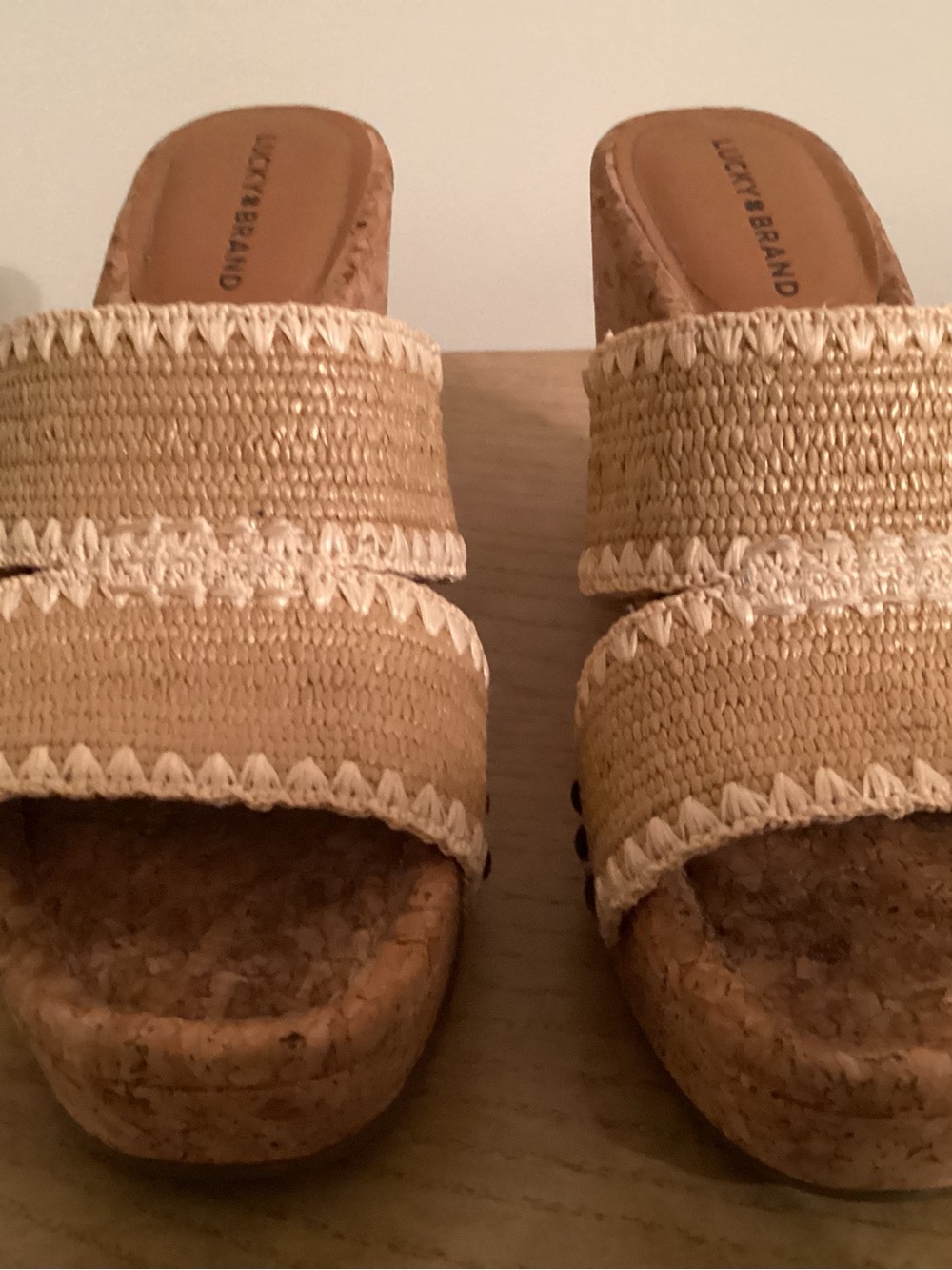 Lucky Brand Natural Raffia Slide Mules